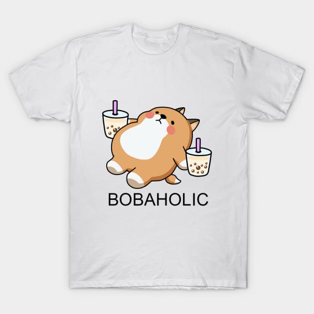 Lazy Bobaholic Shiba Loves Boba! T-Shirt by SirBobalot